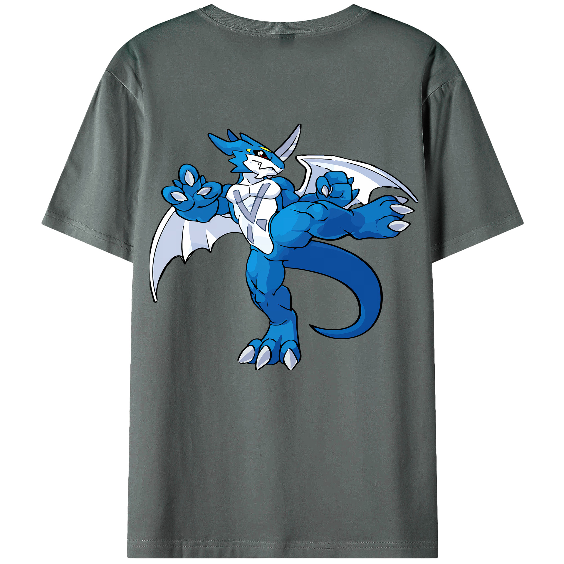 （画像用） Digimon デジタルモンスター/デジモン 綿100％ メンズ半袖Tシャツ（バックプリント） 通気性